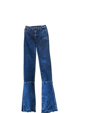 SHEIN Dark Blue High-Rise Flare Jeans